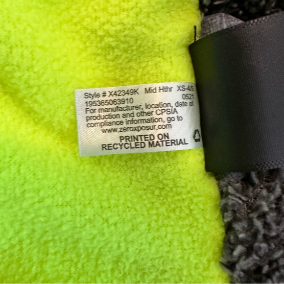 ZeroXposur XS 4-5 Boys Full Zip Hooded Lined Winter Coat Black Neon Yellow EUC! - Picture 11 of 13